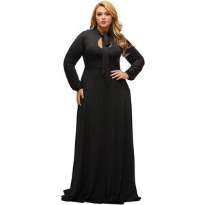 NWT LALAGEN Womens Long Sleeve Black Evening Party Maxi Dress Plus Size 2XL